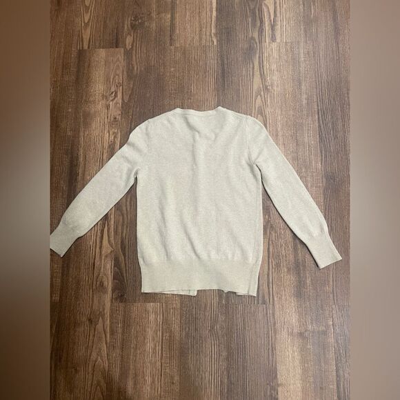 Vintage J. Crew Taupe Wool Cashmere Blend Cardigan Silk Ribbon Beads Size XS - Picture 7 of 8